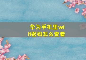 华为手机里wi fi密码怎么查看